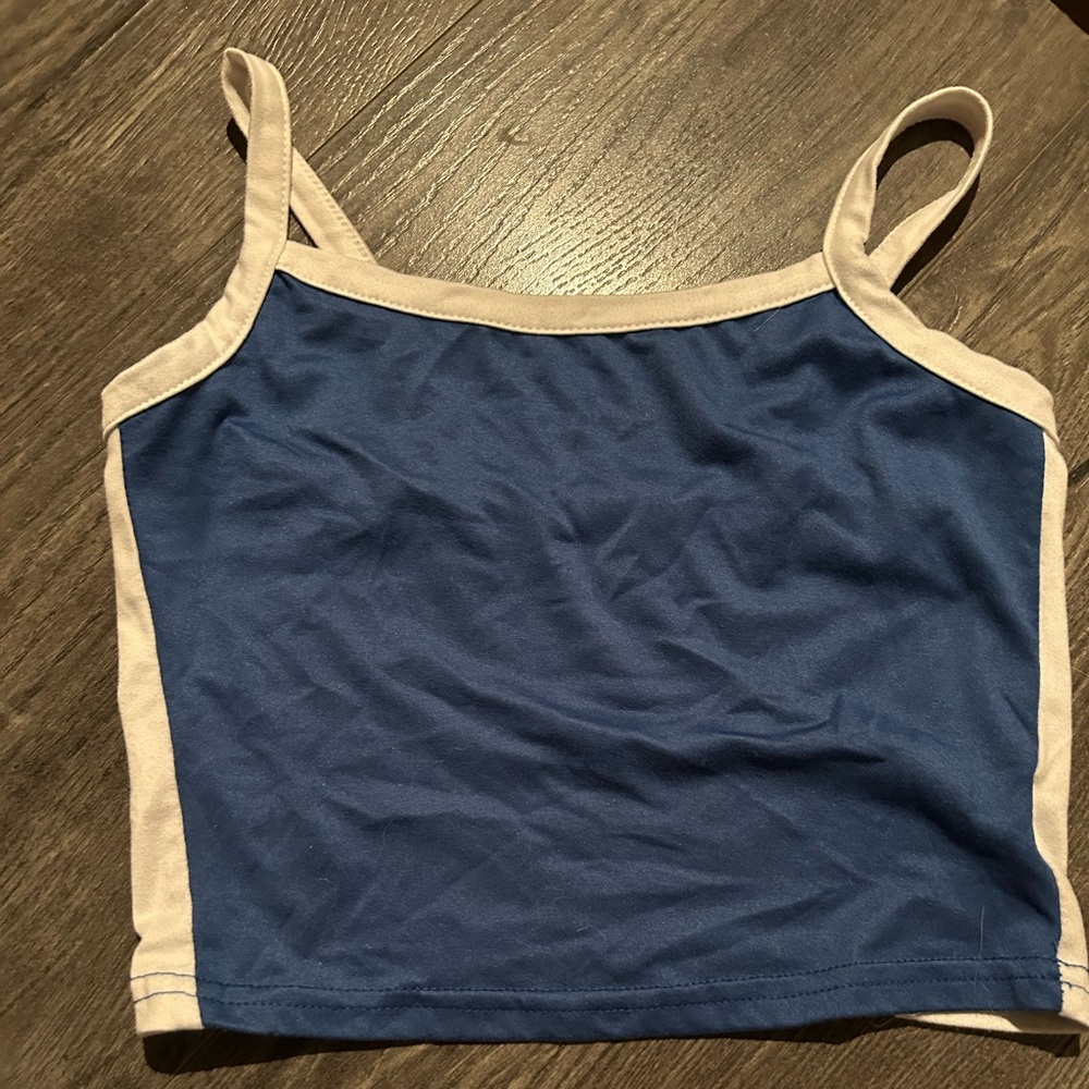 Stylish Blue and White Tank Top